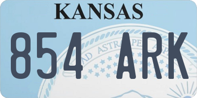 KS license plate 854ARK