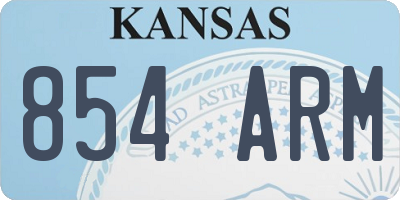 KS license plate 854ARM