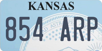 KS license plate 854ARP