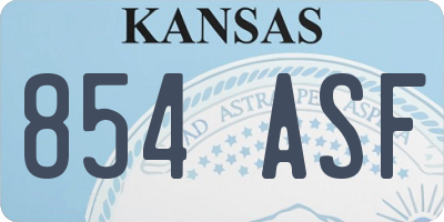 KS license plate 854ASF