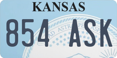 KS license plate 854ASK