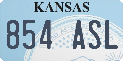KS license plate 854ASL