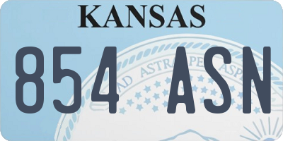 KS license plate 854ASN
