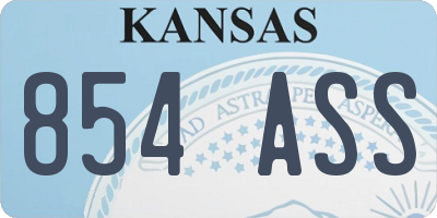 KS license plate 854ASS