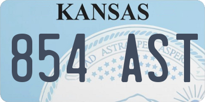 KS license plate 854AST