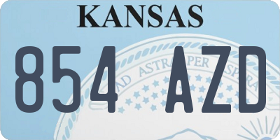 KS license plate 854AZD