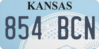 KS license plate 854BCN