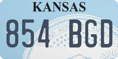 KS license plate 854BGD