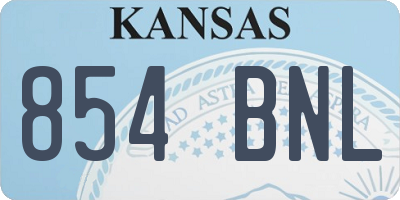 KS license plate 854BNL