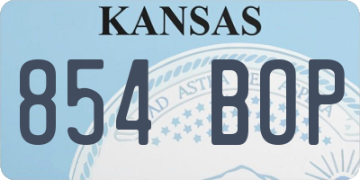 KS license plate 854BOP