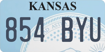 KS license plate 854BYU