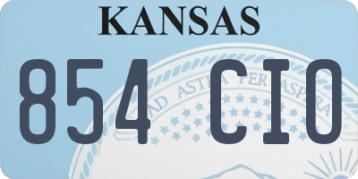 KS license plate 854CIO