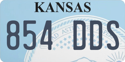 KS license plate 854DDS