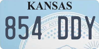 KS license plate 854DDY