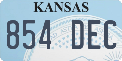 KS license plate 854DEC