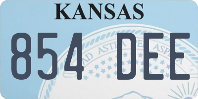 KS license plate 854DEE