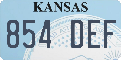 KS license plate 854DEF