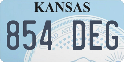 KS license plate 854DEG