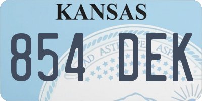 KS license plate 854DEK