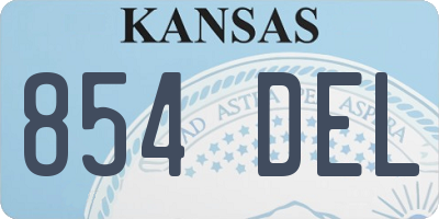 KS license plate 854DEL