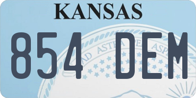 KS license plate 854DEM