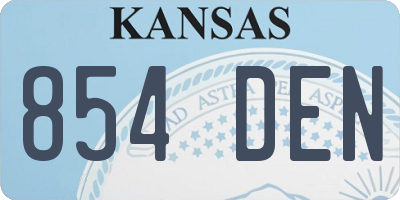 KS license plate 854DEN