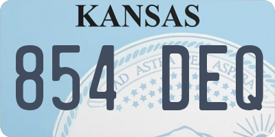 KS license plate 854DEQ