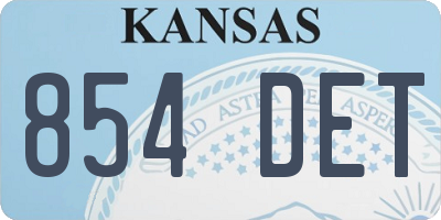 KS license plate 854DET