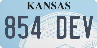 KS license plate 854DEV