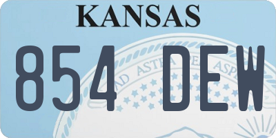 KS license plate 854DEW