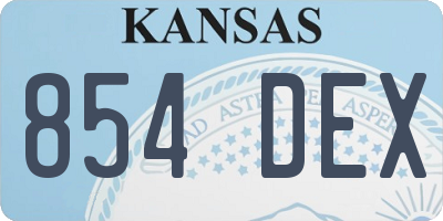 KS license plate 854DEX