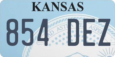 KS license plate 854DEZ