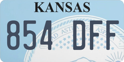 KS license plate 854DFF