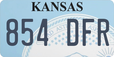 KS license plate 854DFR