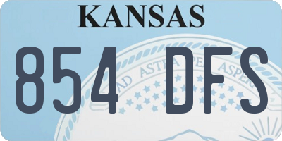 KS license plate 854DFS