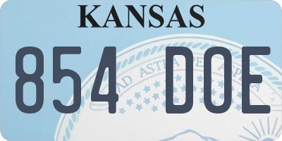 KS license plate 854DOE