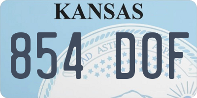 KS license plate 854DOF