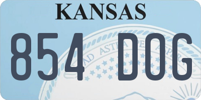 KS license plate 854DOG
