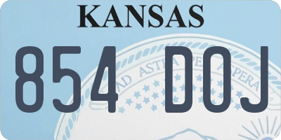 KS license plate 854DOJ