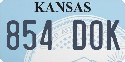 KS license plate 854DOK