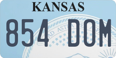 KS license plate 854DOM
