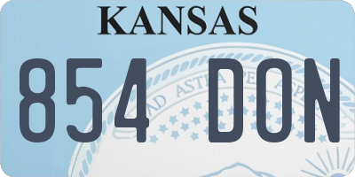 KS license plate 854DON