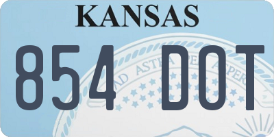 KS license plate 854DOT