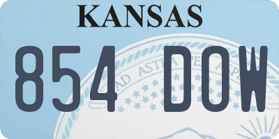 KS license plate 854DOW