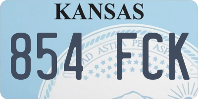 KS license plate 854FCK