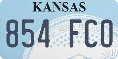 KS license plate 854FCO