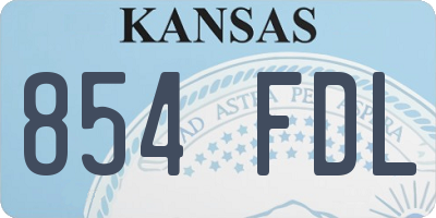 KS license plate 854FDL