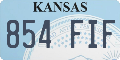 KS license plate 854FIF