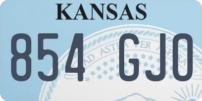 KS license plate 854GJO