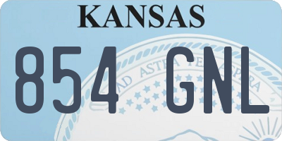 KS license plate 854GNL